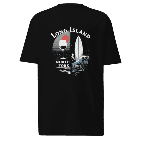 South/North Fork men’s shirt featuring a design celebrating Long Island’s forks, perfect for island explorers and nature lovers.