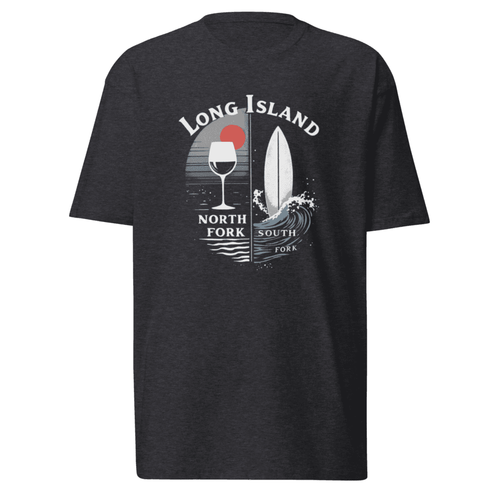 South/North Fork men’s shirt featuring a design celebrating Long Island’s forks, perfect for island explorers and nature lovers.