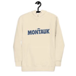 Montauk Long Island hoodie featuring a bold Montauk design, perfect for keeping warm while showcasing Long Island pride.