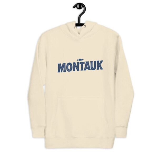 Montauk Long Island hoodie featuring a bold Montauk design, perfect for keeping warm while showcasing Long Island pride.