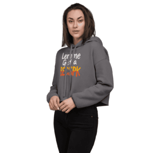 Women’s "Lemme Get A BECKSPK" cropped hoodie featuring bold lettering and a cozy, trendy fit, perfect for island pride and casual style.