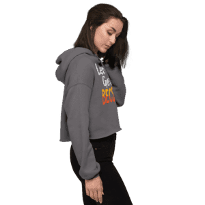 Women’s "Lemme Get A BECKSPK" cropped hoodie featuring bold lettering and a cozy, trendy fit, perfect for island pride and casual style.