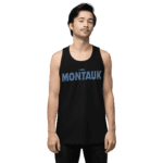 Men’s tank top with "Montauk" design, inspired by beach life and coastal vibes.