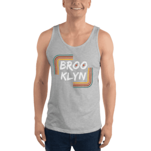 Men’s tank top featuring a "Brooklyn" design, capturing the urban, bold essence of NYC.