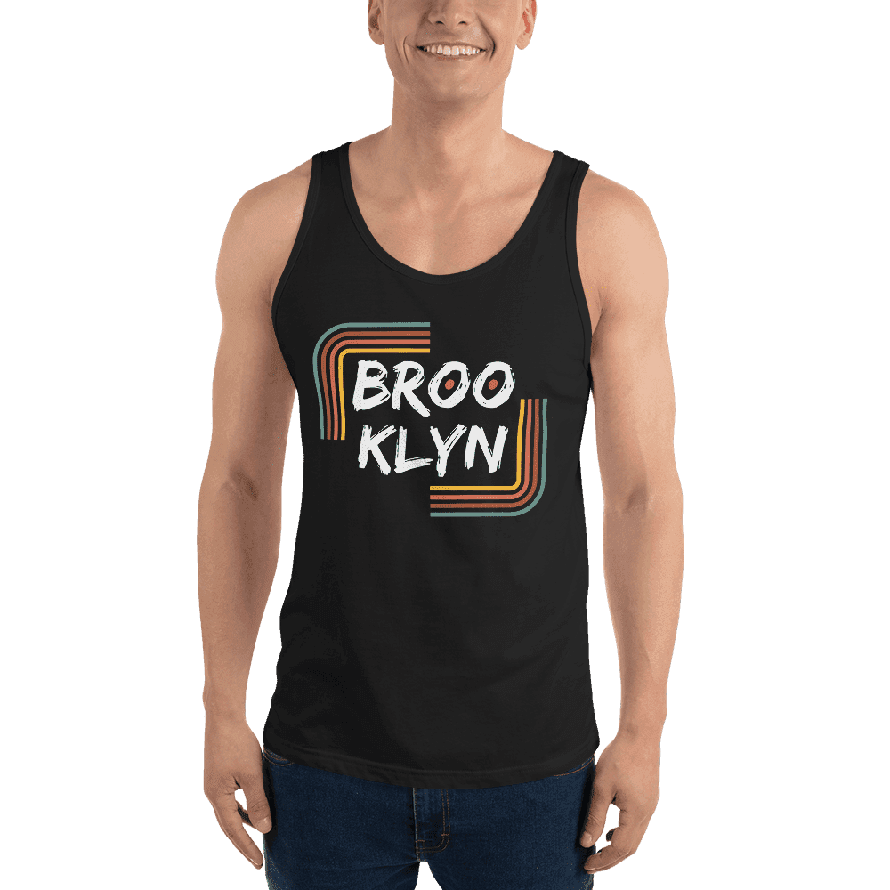 Men’s tank top featuring a "Brooklyn" design, capturing the urban, bold essence of NYC.