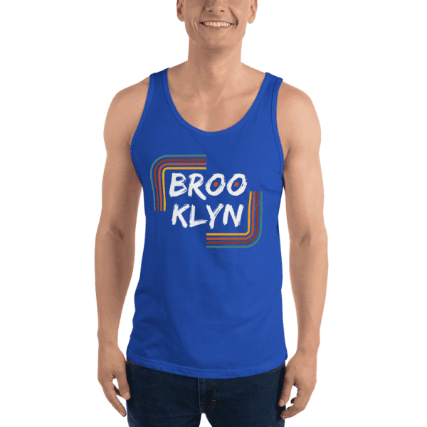 Men’s tank top featuring a "Brooklyn" design, capturing the urban, bold essence of NYC.