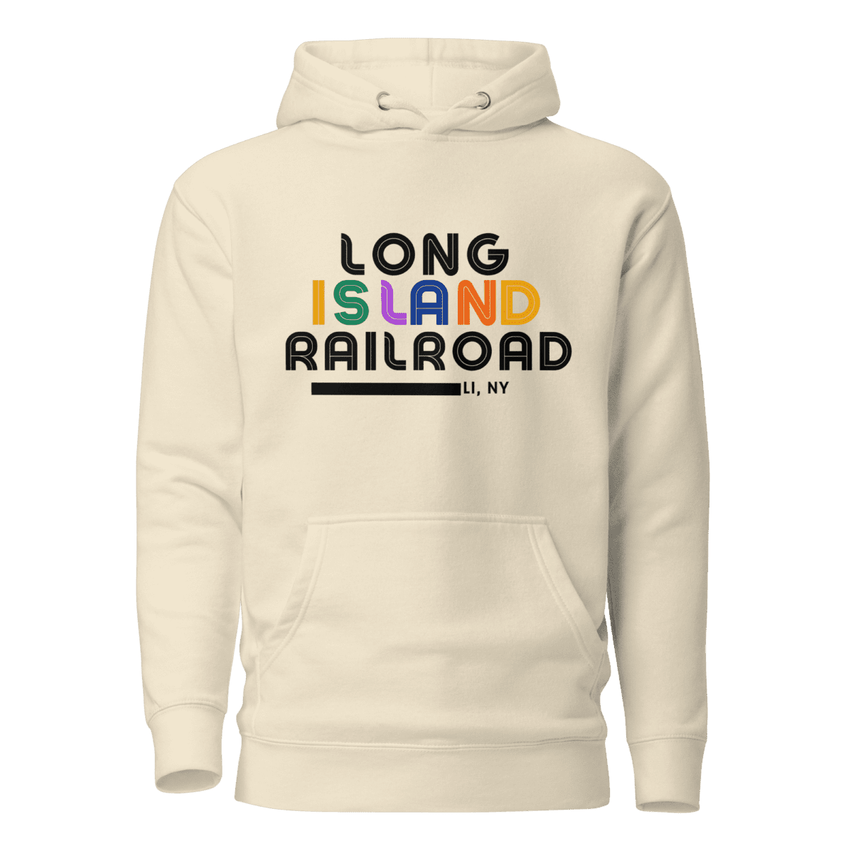 LIRR unisex hoodie with Long Island Railroad logo, perfect for commuters and NYC transit lovers.