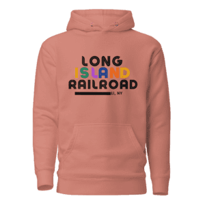 LIRR unisex hoodie with Long Island Railroad logo, perfect for commuters and NYC transit lovers.