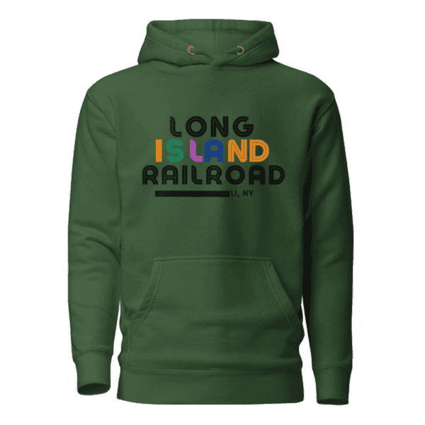 LIRR unisex hoodie with Long Island Railroad logo, perfect for commuters and NYC transit lovers.