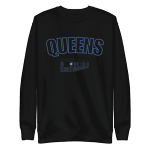 Queens Sweatshirt with 7 Line Train graphic, premium cotton blend