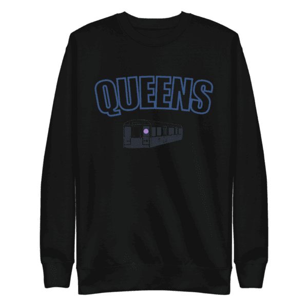 Queens Sweatshirt with 7 Line Train graphic, premium cotton blend