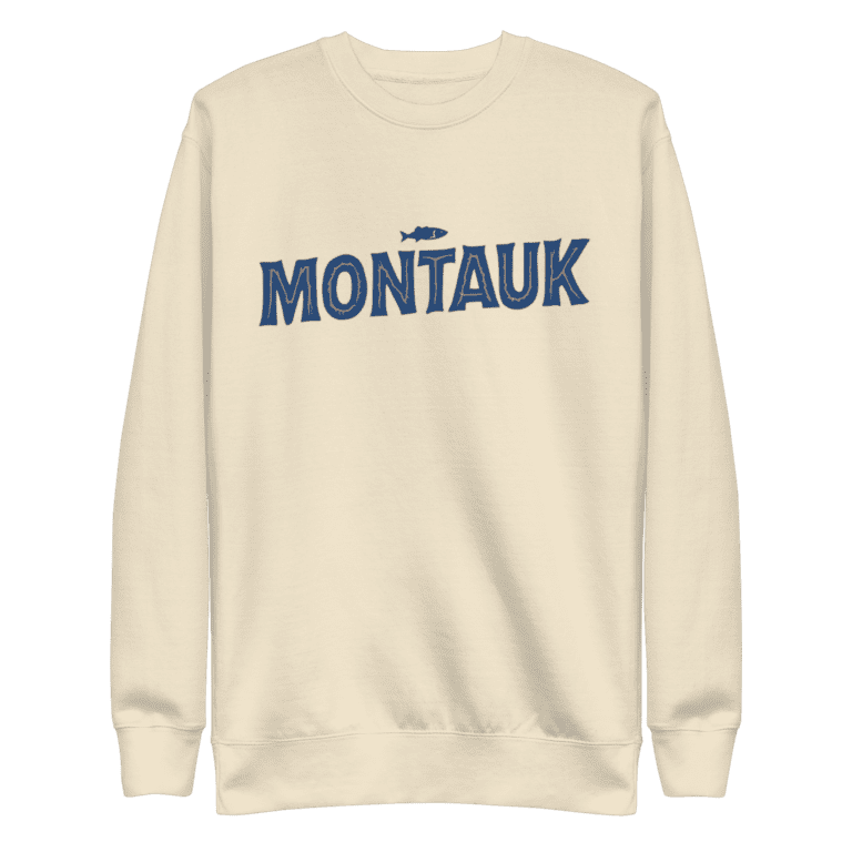 Montauk sweatshirt, coastal pride, unisex fashion.