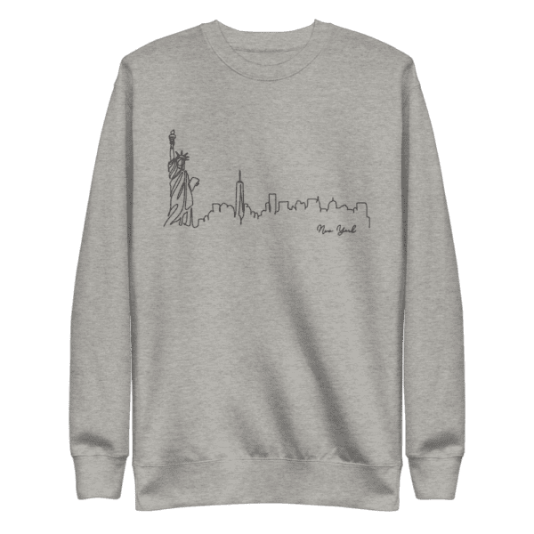 New York skyline sweatshirt, featuring an iconic cityscape design, perfect for showcasing your love for New York in style.