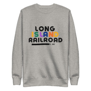 LIRR unisex hoodie with Long Island Railroad logo, perfect for commuters and NYC transit lovers.