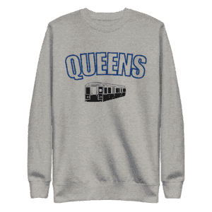 Queens Sweatshirt with 7 Line Train graphic, premium cotton blend