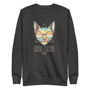 Sweatshirt with the phrase "Tell Your Dog I Said Hi" in bold, friendly lettering, perfect for dog lovers.