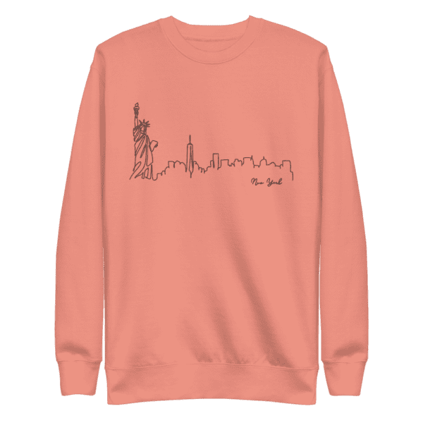 New York skyline sweatshirt, featuring an iconic cityscape design, perfect for showcasing your love for New York in style.